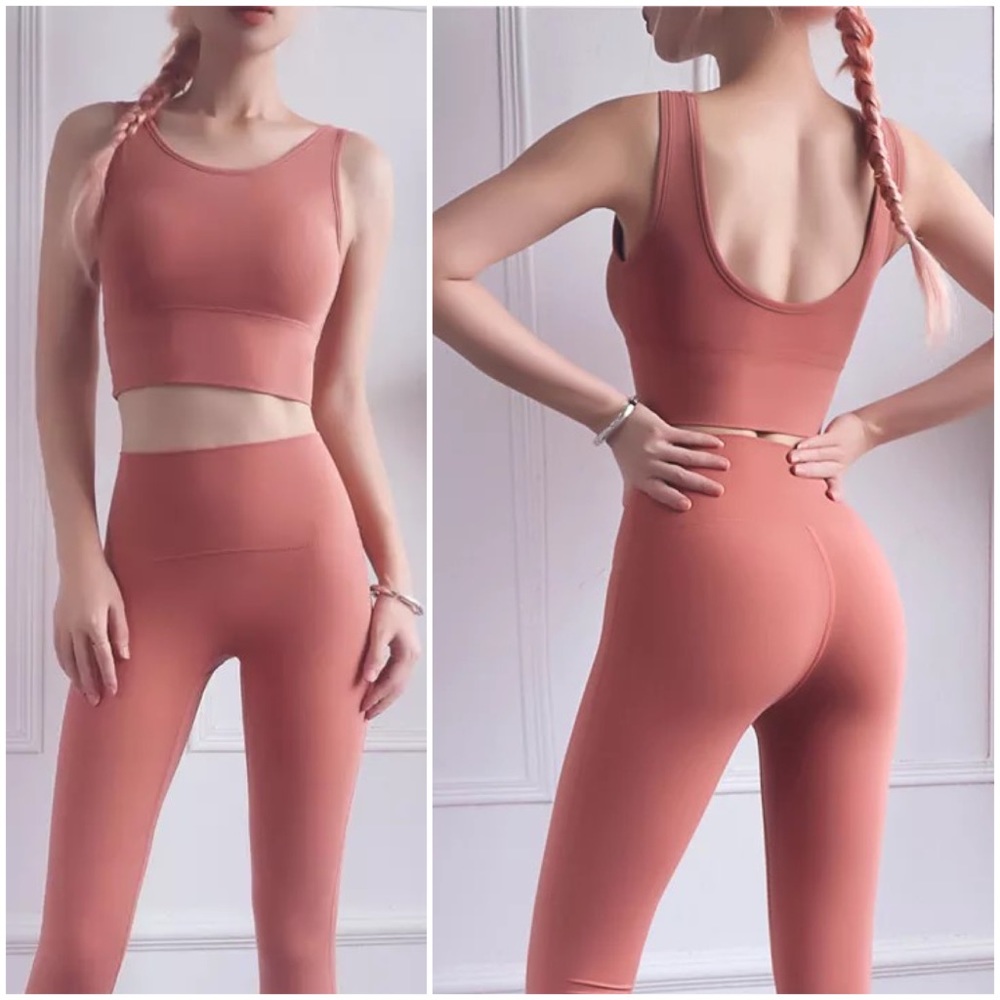 Dusty Rose Yoga Sport Halter Low Back Crop Top - Picture 1 of 16